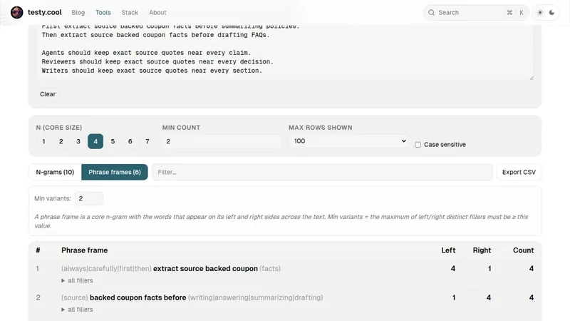 N-gram Viewer & Phrase Frames screenshot